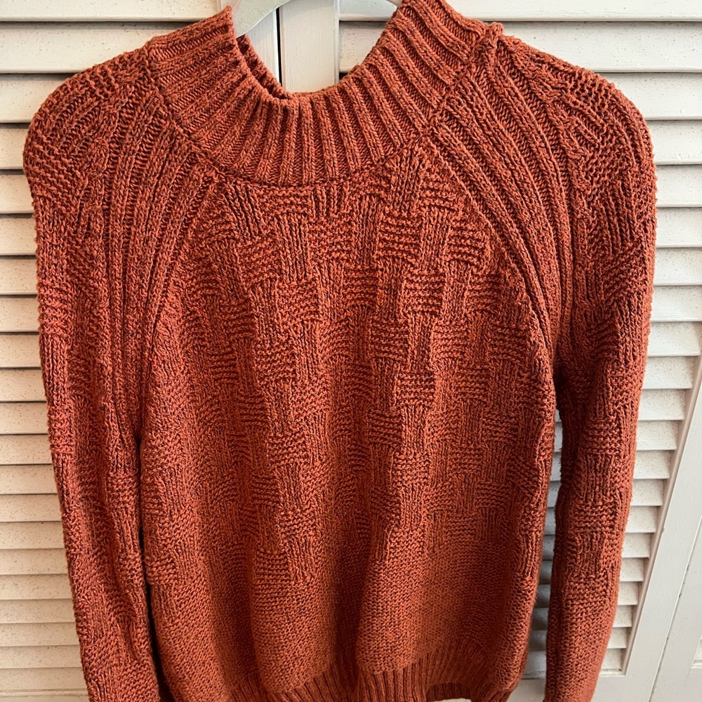 Prana Rust Textured Turtleneck Sweater